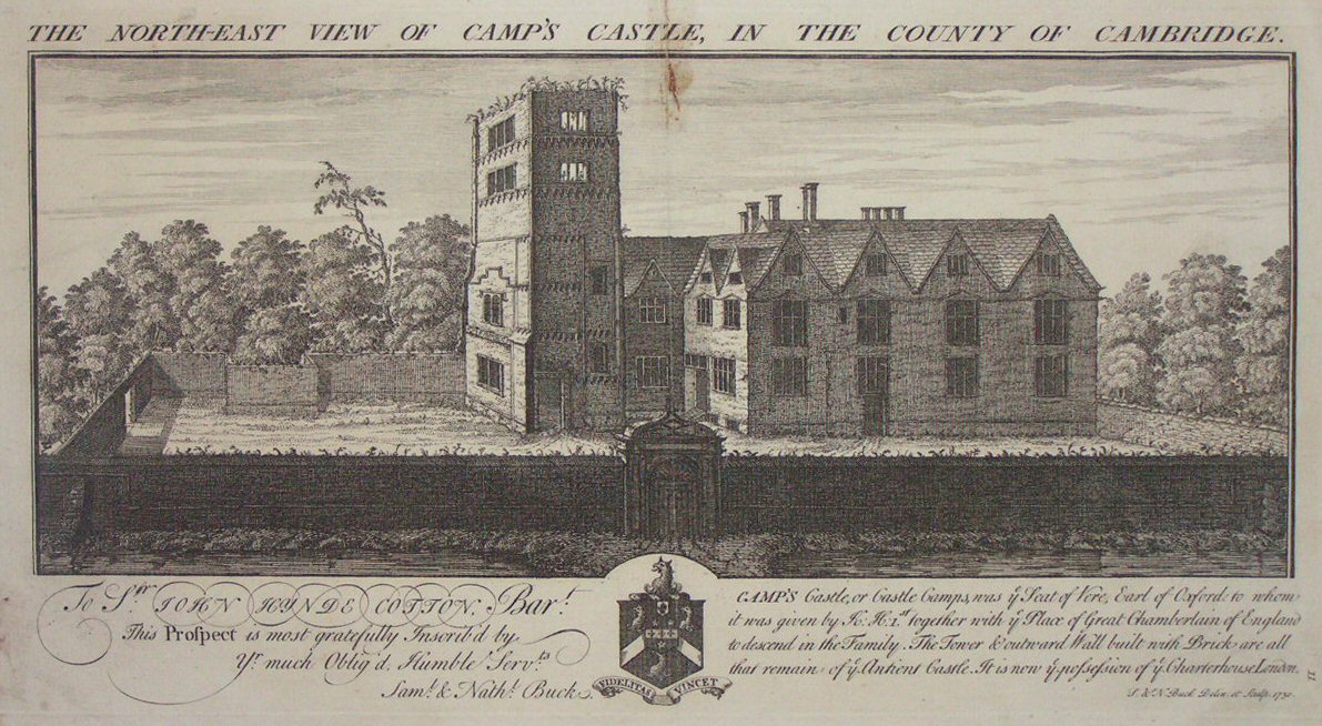 Print - The North-East View of Camp's Castle, in the County of Cambridge. - Buck